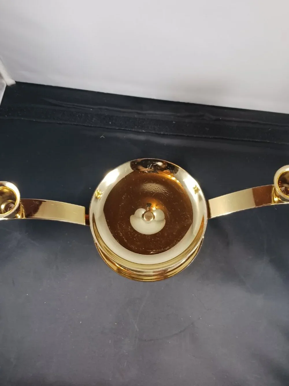 Vintage 80s Coated Brass Modern Candelabra